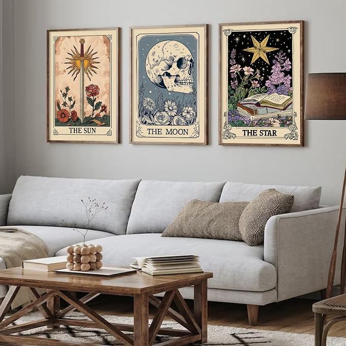 Pouydmi Tarot Card Wall Art Sun Moon Canvas Wall Decor Mystical Astrology Wall - Image 6