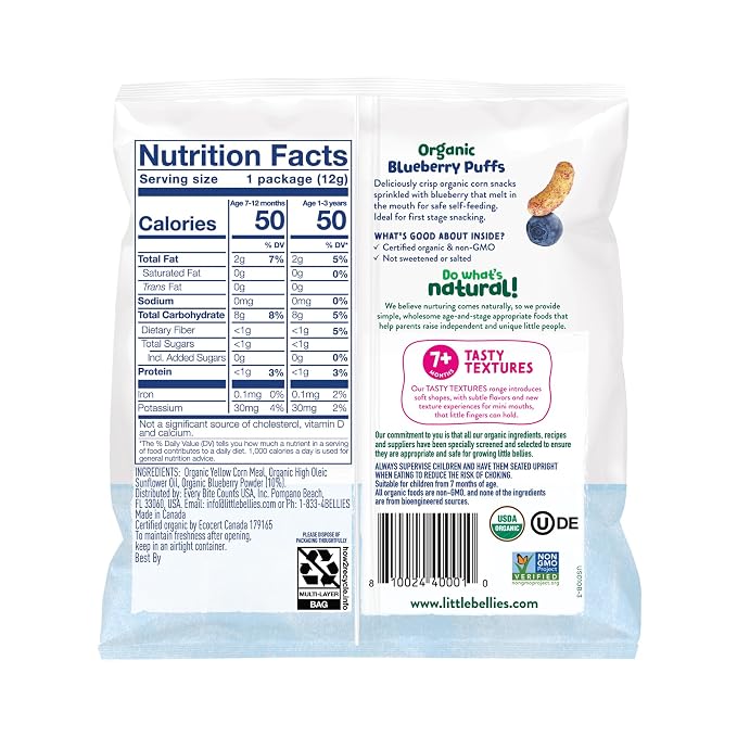 Little Bellies Organic Blueberry Puffs Baby Snack - Image 2