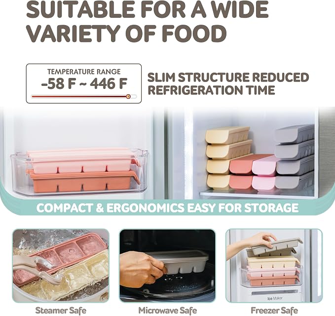 Silicone Freezer Trays with Lid, 2ea 1oz 6 Section-Leak Proof Silicone Freezer - Image 4