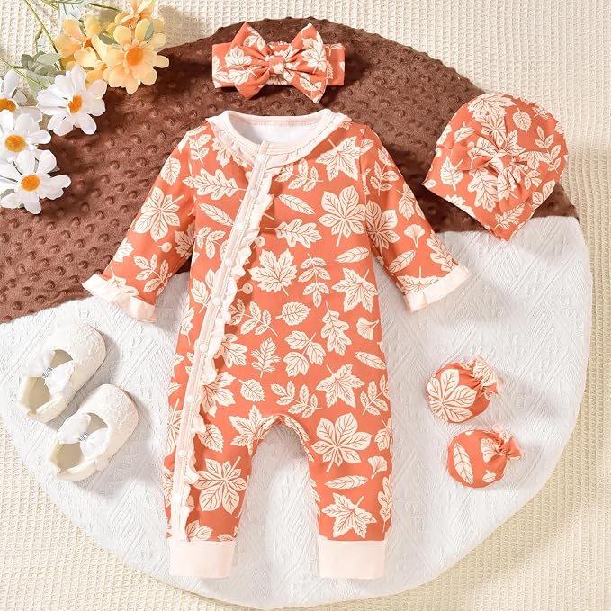 Aalizzwell Baby Girls Romper Outfit Fall Winter Clothes - Image 4