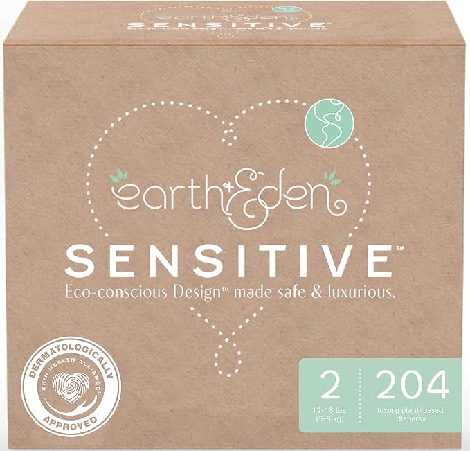 Earth & Eden Sensitive | Eco-Conscious & Hypoallergenic Diapers | Size 2 | 204 by EarthEdenSensitive