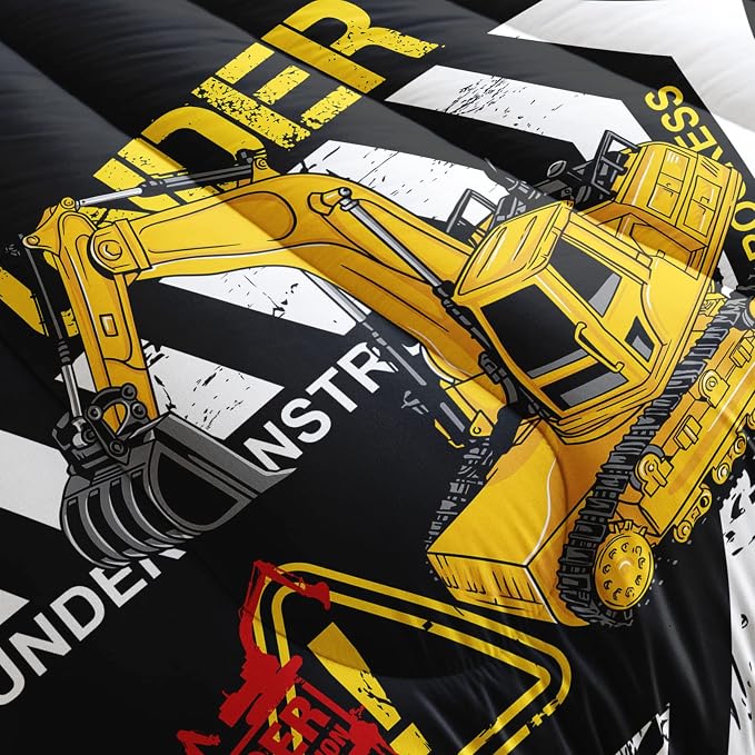 QOOMO Excavator Comforter King Size, Construction Truck Comforter Set - Image 5