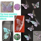 JOSDIOX 3D Butterfly Wall Decor 48 Pcs 4 Styles 3 Sizes, Laser Pink Butterflies - Image 4
