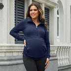 GINKANA Maternity Women's Long Sleeve Shirt Half Zipper Lapel Lightweight - Image 4
