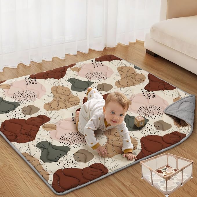 Blissful Diary Baby Play Mats for Floor, 50x50 Crawling Mat for Playpen by ForEveryBabysBetterLife