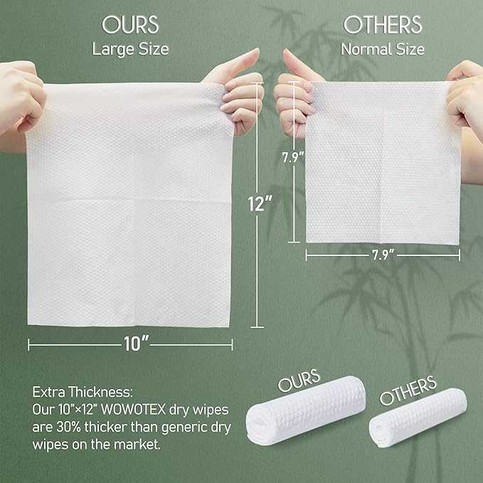 Bamboo Viscose Disposable Face Towel Biodegradable Large Dry Face Wipes 60 - Image 2