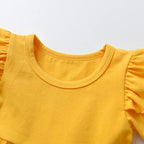 Kulcerry Toddler Baby Girl Clothes Solid Color Long Sleeve Ruffle Tops Pants - Image 3