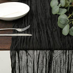 DOLOPL Black Halloween Cheesecloth Table Runner by DOLOPLOfficial