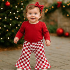 SOBOWO Checkered Baby Girl Flare Pants 3 Pack Toddler Bell Bottoms Plaid Ruffle - Image 6