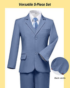 Boys’ Formal Suit 5 Piece Set, Toddler Tuxedos - Image 4