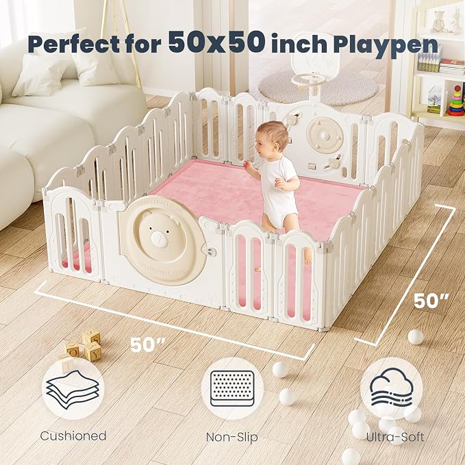 ACOMOPACK Baby Play Mat for Floor 1.3" Thick Memory Foam 50x50 Soft Velvet - Image 2