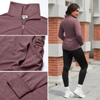 GINKANA Maternity Women's Long Sleeve Shirt Half Zipper Lapel Lightweight - Image 6