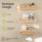 Rattan Wall Shelf – 3 Pack, 16 Inch Floating Shelves - Image 5