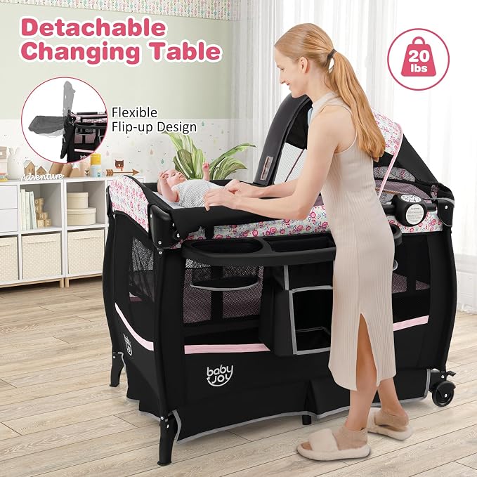 BABY JOY 4 in 1 Pack and Play, Portable Baby Playard - Image 6