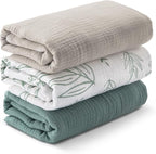 Muslin Swaddle Blankets for Newborn, 3 Pack Breathable Soft Receiving Blanket by LYRICHOMBABY