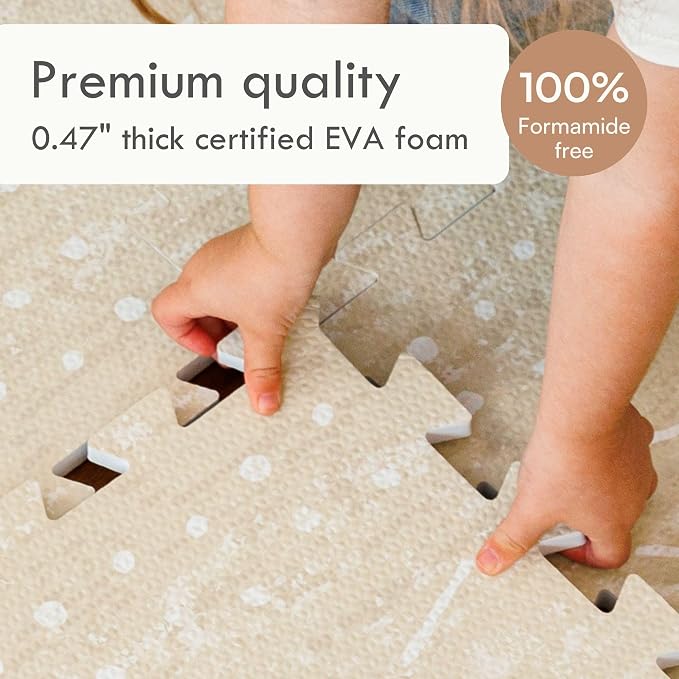 Lillefolk Baby Play Mat for Floor – 6x8ft Beige | Soft Non Toxic Premium EVA - Image 6