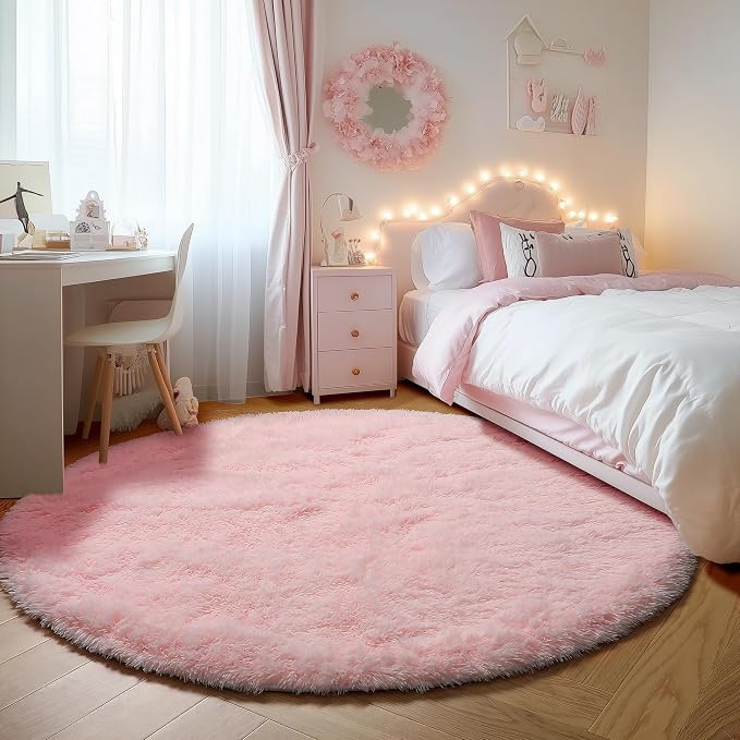 ONASAR Light Pink Round Area Rugs 4ft - Image 4