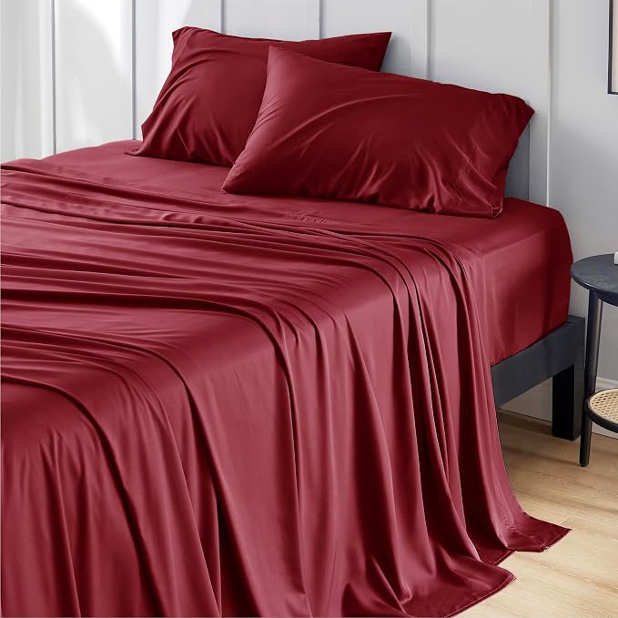 Bedsure Queen Sheet Set, Rayon Derived from Bamboo, Cooling Sheets, Breathable by BEDSURE