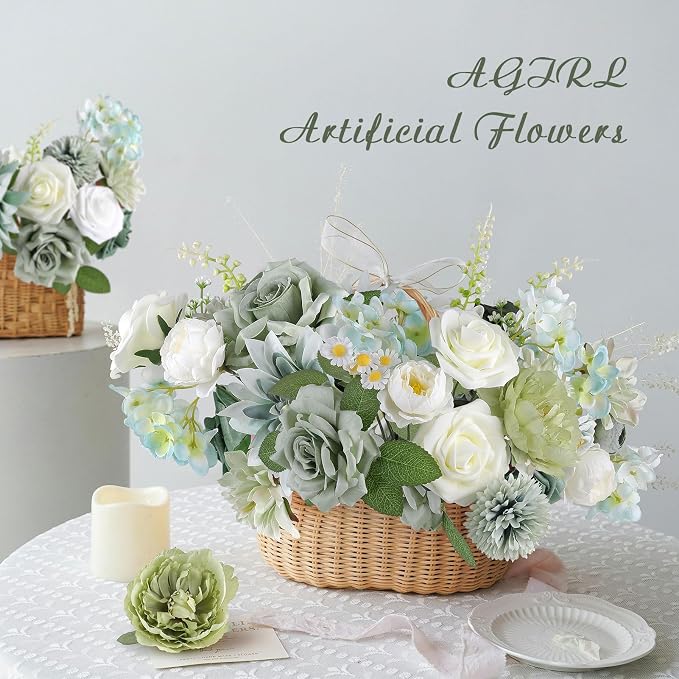 AGIRL Artificial Flowers Combo Silk Mix Green Fake Flower - Image 3