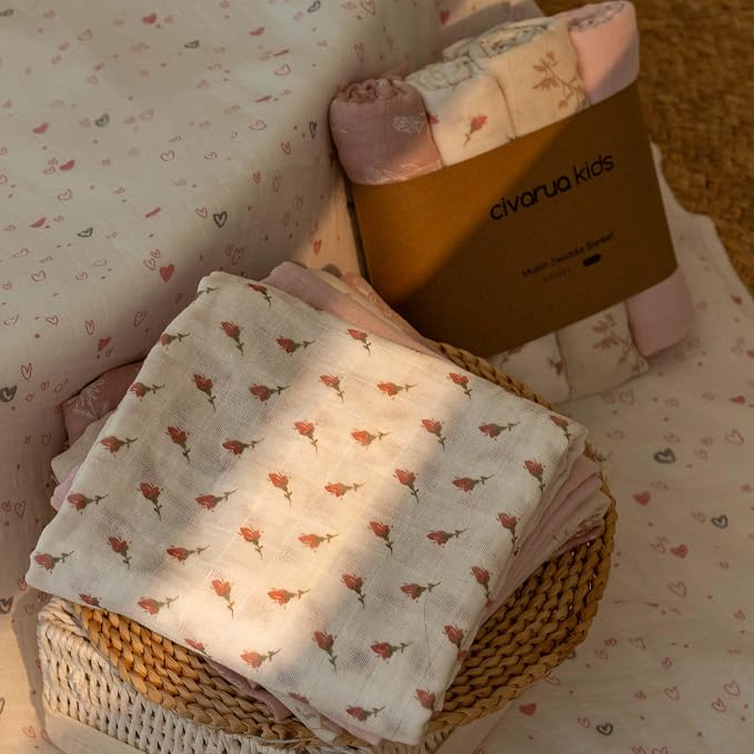 Muslin Swaddle Blankets for Newborn, 4 Pack Organic Cotton Baby Blankets for - Image 5