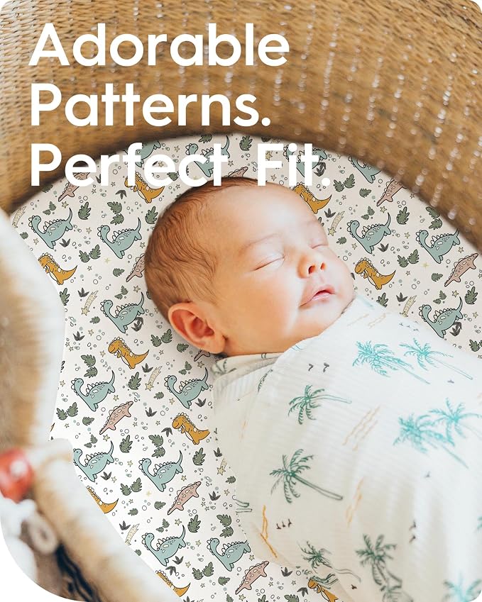 Bassinet Sheets for Baby Boy Girl, TotBasic Buttery Soft Universal Bassinet - Image 3