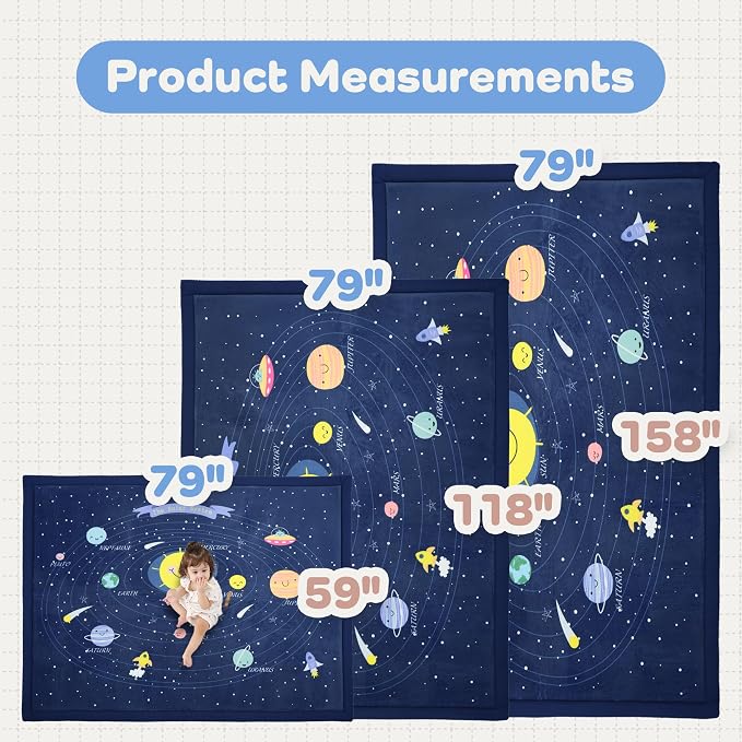 1.3" Thick Educational Baby Floor Play Mat 79x158, Basic Padded Memory Foam - Image 7