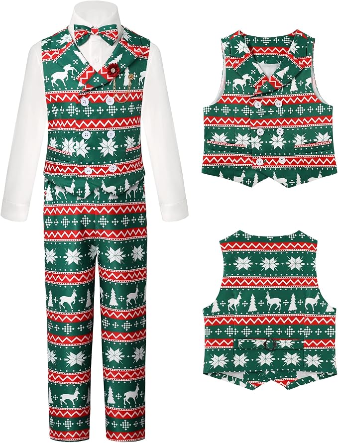 DISAUR Boys Suits Toddler Tuxedo Suit Wedding Ring Bearer Outfit Vest Pants - Image 3