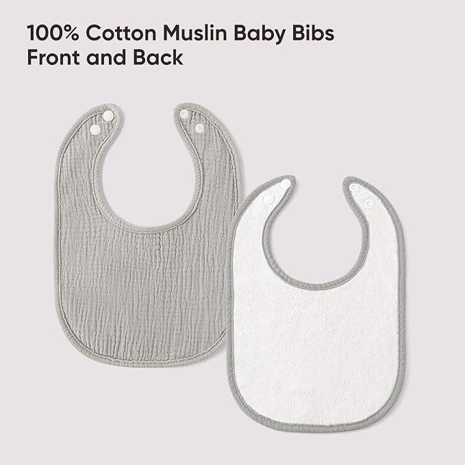 100% Cotton Muslin Baby Bibs 10-Pack Baby Drool Bibs - Image 6