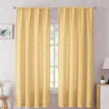 Tollpiz Short Linen Curtain Bedroom Rod Pocket Semi Sheer Curtains Burlap Light by Tollpiz