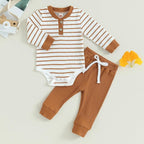 Newborn Baby Boy Girl Clothes Ribbed Knitted Long Sleeve Romper Pants Solid - Image 2
