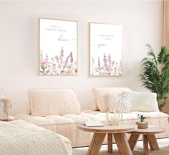 KADEYEE 2 Pcs Wildflower Nursery Wall Art Boho Flower Botanical Sentence Wall - Image 4