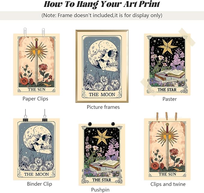Pouydmi Tarot Card Wall Art Sun Moon Canvas Wall Decor Mystical Astrology Wall - Image 7