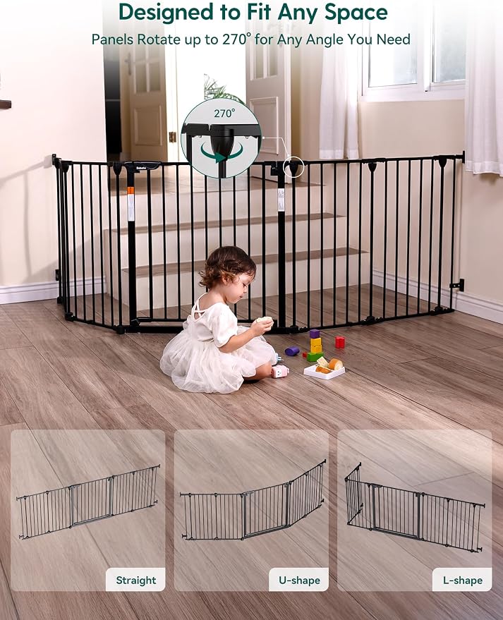 Babelio 102" Extra Wide Baby Gate, Hardware Mounted Pet Gate Indoor, Foldable 5 - Image 3