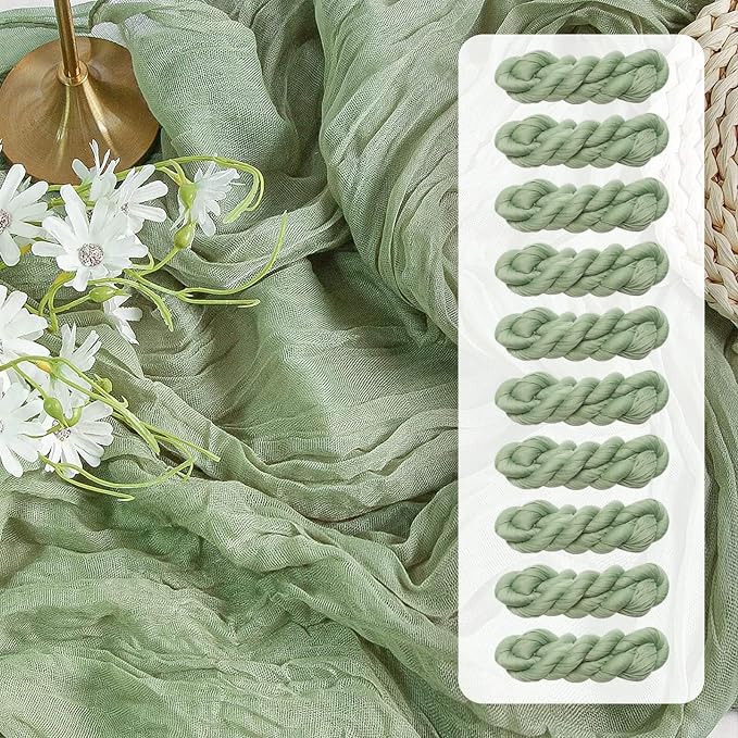 FEXIA 10 Pack Sage Green Table Runner 35x120 Inches by FEXIA