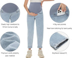 POSHGLAM Women's Maternity Jeans Over Belly Comfy Stretch 28'' Boyfriend Jeans - Image 2
