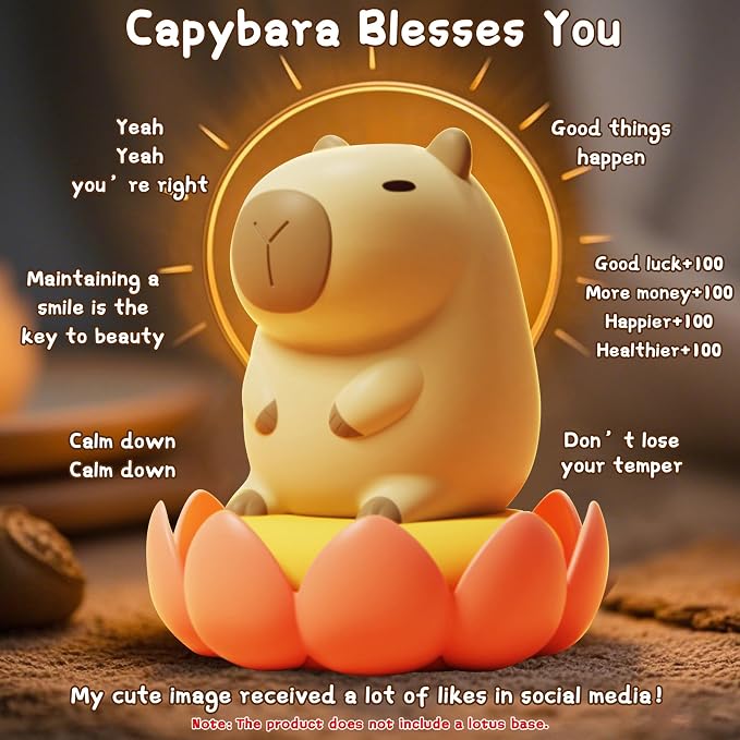 Cute Capybara Night Light, LED Squishy Novelty Animal Night Lamp, 2 Levels - Image 2