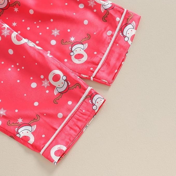 MAINESAKA Baby Boy Girl Pajamas Christmas Red Plaid Print Long Sleeve Lapel - Image 7