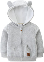 Baby Hoodie Sherpa Lined Zip up Light Fleece Jacket Solid Bear Coat Fall Winter by Unknown