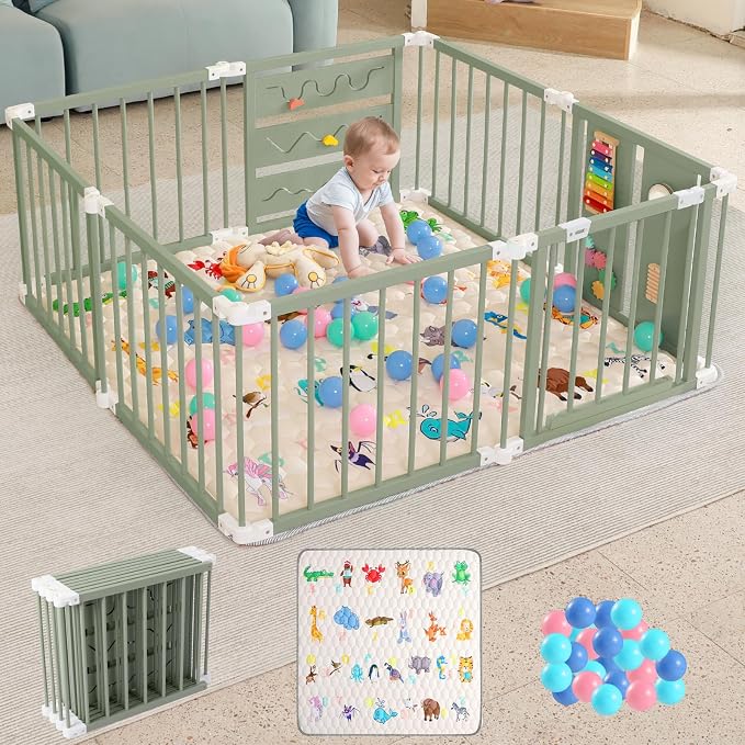 Foldable Wooden Baby Playpen by Yopnoyik
