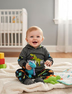 Fommy Newborn Baby Boy Clothes Plaid Letter Print Long Sleeve Hoodies + Long - Image 2