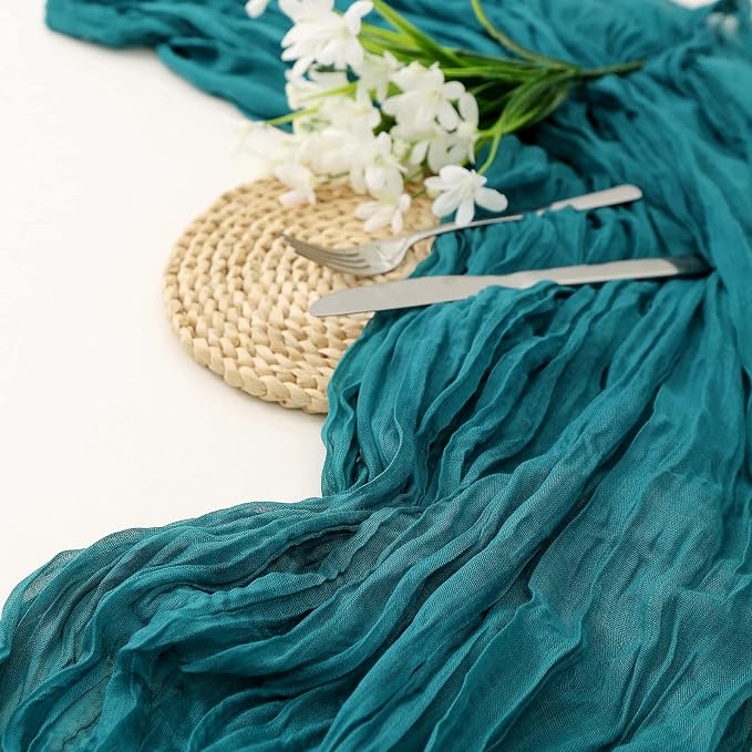 DOLOPL 8PCS Teal Cheesecloth Table Runner Bulk 13.3ft Boho Gauze Cheese Cloth - Image 3