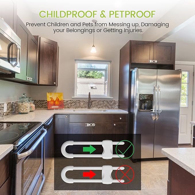 Jetec 10 Pieces Cabinet Locks for Babies, U-Shaped Proofing Drawers Safety - Image 5