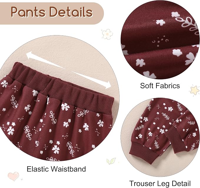 ZOEREA Toddler Baby Girl Clothes Long Sleeve Pullover Tops + Pants Set Floral - Image 3