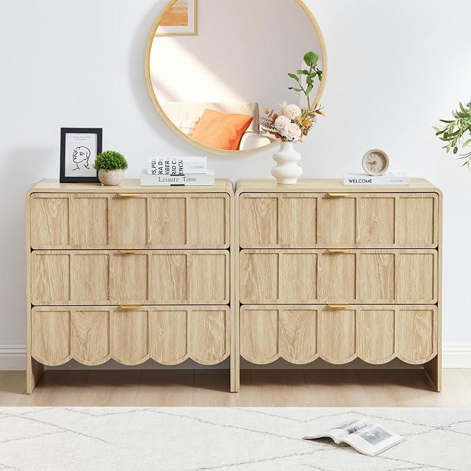 3 Drawer Dresser for Bedroom Set of 2, Modern Closet Chest of Drawers by ORRD
