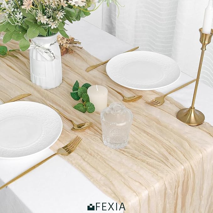 FEXIA 12 Pack Beige Table Runner 35x120 Inches - Image 4