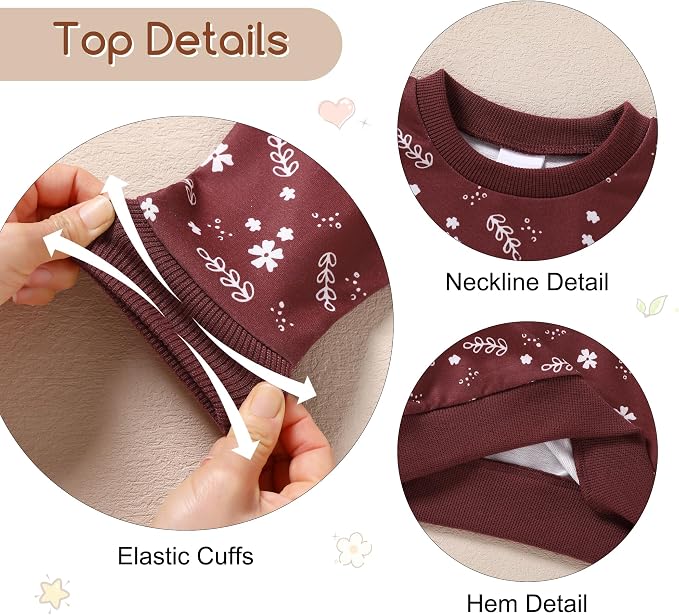 ZOEREA Toddler Baby Girl Clothes Long Sleeve Pullover Tops + Pants Set Floral - Image 2