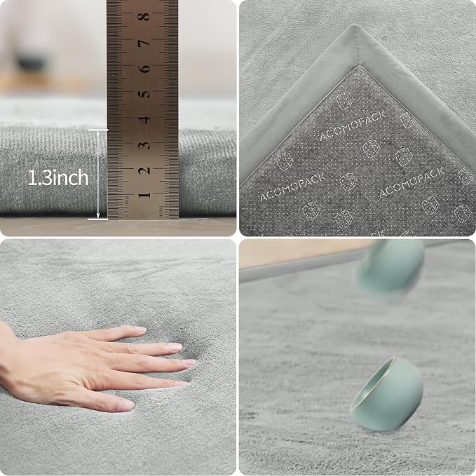 ACOMOPACK Baby Play Mat for Floor 1.3" Thick Memory Foam Play Mat 59"×71" Tummy - Image 2