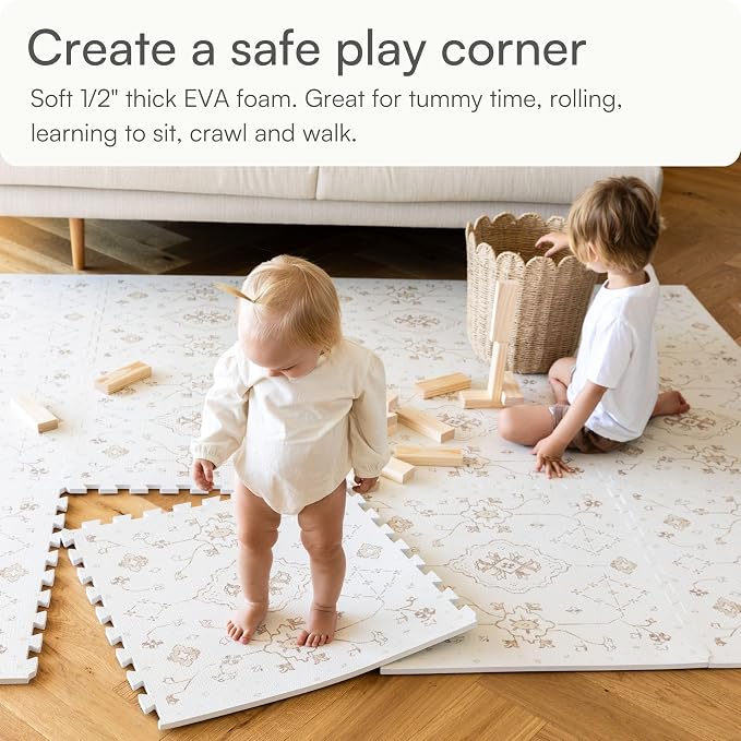 Lillefolk Baby Play Mat for Floor – 6x8ft Vintage Vanilla | Soft Non Toxic - Image 5
