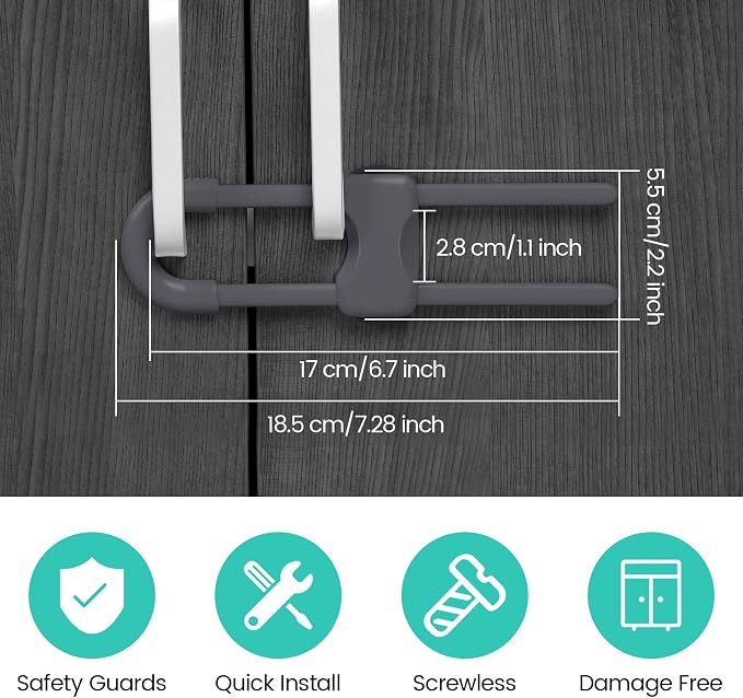 Jetec 10 Pieces Cabinet Locks for Babies, U-Shaped Proofing Drawers Safety - Image 3