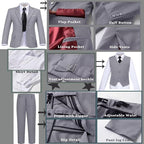 Boys Suit Set Slim Fit Kids Formal Suits Toddler Tuxedo Wedding Prom Classic - Image 4